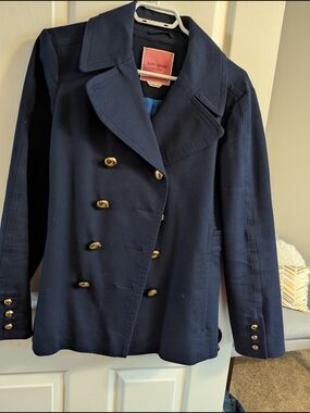 kate spade New York Navy Double-Breasted Peacoat